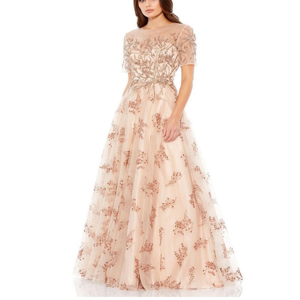 Size 16 champagne (blush) evening or mother of gown by Mac Duggal NWT